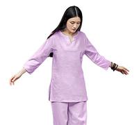 SLOPSS Tai Chi Uniform Chinese Womens Zen Meditation Suit-Cotton,A-M
