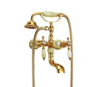 SLOPSS Telephone Booth Style Gold Bathtub Faucet Brass Wall Mounted Bathtub Faucet Set with Cold and Hot Double Handle Bathtub Faucet Shower with Handheld Shower,Sapphire