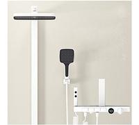 SLOPSS Thermostatic Shower System,Wall Mount Temperature Display Shower Faucet Set,4-Functional Exposed Shower Fixtures,with Handheld Shower Head,Tub Spout and Bidet Sprayer,Sho.White-A