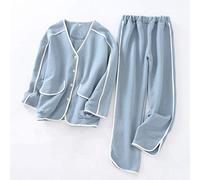 SLOPSS Winter Leisure Tops Women's Long-Sleeved Trousers Cotton Thick Air Layer Solid Color Warm Pajamas Set