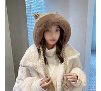 SLOPSS Women Winter Warm Cute Beanie Hat Cat Ears Knitted Crochet Beanies Hat Cap With Braid