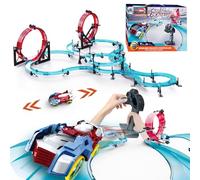 Slot Car Race Track Sets Electric Remote Control Racing Game Rechargable Magnetic Cars with Hand Controllers Circular Overpass Christmas Birthday Toys for Boys Kids Age 6 7 8-12
