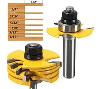 Slot Cutter Router Bit Set, 3 Wing Adjustable for 1/2 & 1/4 Shank | 3-wing design cuts both rail and stile in a cove profile; sealed, lubricated bearing for lasting smooth operation