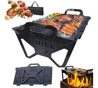Slot Grill BBQ - Collapsible BBQ Grill for Easy Storage Steel, Foldable Fire Pit, No Installation Needed, Lightweight - Portable Fire Pit for Camping, Travel, Party, RV, Outdoor Cooking (A)