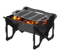 Slot Grill BBQ - Foldable Fire Pit, Collapsible BBQ Grill for Easy Storage Steel, Tool-Free Setup, Lightweight - Portable Fire Pit for Camping, Garden, Tailgating, RV, Party, Outdoor Cooking (A)