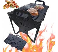Slot Grill Collapsible BBQ Grill, Foldable Steel Fire Pit for Easy Storage, Lightweight, Portable Fire Pit for Camping, Garden, Tailgating, RV, Party, Outdoor Cooking