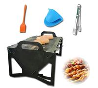 Slot Grill - Collapsible BBQ Grill for Easy Storage Steel, Slot Grill BBQ, Tool-Free 30s Setup, Small Folding Campfire Tabletop Fire Pit Grills for Outdoor, Travel, Party (M)
