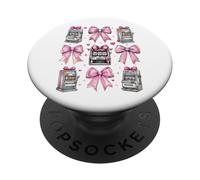Slot Machine Gambling Gambler Las Vegas Girl Coquette Bow PopSockets Adhesive PopGrip