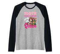 Slot Machine Queen Casino Gambling Poker Player Vegas Raglan Baseball Tee