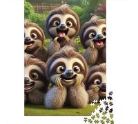 Sloth 1000 Pc Eco-Friendly Paper Six Smiling Sloths Puzzle Adult Hobbyists Portable Mind Decompression Hours Entertainment 52x38cm/1000pcs