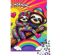 Sloth 1000 Piece Thickened Paper Sloths with Hearts Puzzle Adults Relaxation Hobby Engaging Brain Teaser Easy to Store 70x50cm/1000pcs
