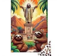Sloth 1000 Pieces Eco-Friendly Christ & Sloths Puzzle Adult Hobbyists Portable Mind Decompression Hours Entertainment 70x50cm/1000pcs