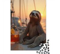 Sloth 1000 Pieces Eco-Friendly Paper Sail SlothPuzzle Adult Hobbyists Portable Mind Decompression Hours Entertainment 52x38cm/1000pcs