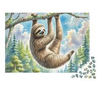Sloth 1000 Pieces Jigsaw Puzzle for Adults - Premium Wooden Difficult Puzzles, Family Game Night Gift, Wall Art Home Decor, Relaxing Therapy Toy 1000pcs (75x50cm)