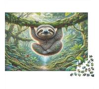 Sloth 1000 Pieces Jigsaw Puzzle for Adults | Recycled Paper Sloth Hanging from Tree Fun Present & Educational 52x38cm/1000pcs