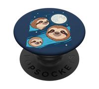 Sloth 3 Sloths Howling at Moon Funny Weird Cursed PopSockets Adhesive PopGrip