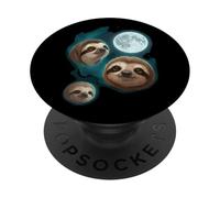 Sloth 3 Sloths Howling at Moon Funny Weird Cursed PopSockets Adhesive PopGrip