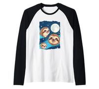 Sloth 3 Sloths Howling at Moon Funny Weird Cursed Raglan Baseball Tee