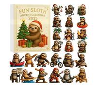 Sloth Advent Calendar 2025, 24 Days Christmas Countdown Calendar with Cute Sloth Ornaments, Fun Holiday Decor for Home Office Car Christmas Tree Decorations Gift A