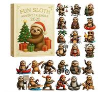 Sloth Advent Calendar 2025, 24 Days Christmas Countdown Calendar with Mini Owl Figurines, 2D Acrylic Christmas Owls Figurines Hanging Pendant for Home Décor & Festive Display