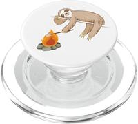 Sloth and a Campfire, Camping, White PopSockets PopGrip for MagSafe
