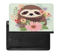 Sloth And Flowers Passport Holder Vaccine Card Holder Travel Document Organizer Credit Card Organizer for Women/Men