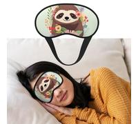 Sloth and Flowers Sleep Mask for Side Sleeper Blackout Eye Masks for Women Men Blindfold Mask Side Sleeper Eye Cover for Sleeping Nap Blackout Eye Shade Cover for Travel