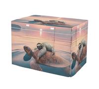 Sloth and Sea Turtle Dog Crate Cover Wind-Resistant Pet Cage Cover with Openings, Reduces Barking Medium