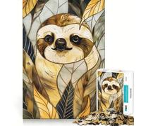 Sloth Animal Gold Decor 1000 Piece Jigsaw Puzzles for Teenagers Jigsaw Solid Logic Toy Calm Fun Precision Cut Santa Wish Item 50x75cm