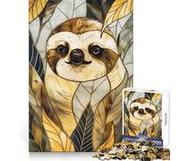 Sloth Animal Gold Decor 1000 Piece Jigsaw Puzzles for Teenagers Jigsaw Solid Logic Toy Calm Fun Precision Cut Santa Wish Item 50x75cm