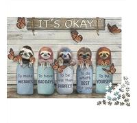 Sloth Animals Motivational Quotes 1000 Piece Jigsaw Puzzle Jigsaw Puzzle for Adults Relaxing Home Decor Gift 38x26cm/1000pcs