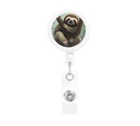 Sloth Badge Reel Retractable Badge Holder with Keychain Funny ID Clips for Badges Lightweight Plastic Name Card Holders for Nurses Office Teacher