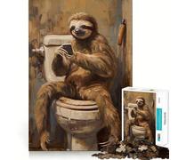 Sloth Bath Room Phone Text 1000 Piece Jigsaw Puzzles for Teenagers Cognitive Toy Slow Enjoy Premium Edge Santa Wish Pick 38x26cm