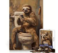 Sloth Bath Room Phone Text 1000 Piece Jigsaw Puzzles for Teenagers Cognitive Toy Slow Enjoy Premium Edge Santa Wish Pick 38x26cm