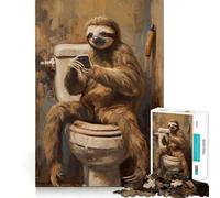 Sloth Bath Room Phone Text 1000 Pieces Jigsaws Adults Puzzles Mind Exercise Toy Shared Fun Precision Cut Art Display 38x52cm
