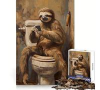 Sloth Bath Room Phone Text Jigsaw Puzzle for Teenagers 1000 Pieces Fine Logic Toy Calm Pastime Neat Edge Art Collection Piece 50x75cm