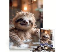 Sloth Bath Time Jigsaw for Teenagers 1000 Pieces Logic Play Indoor Fun Accurate Edge Art Collection Piece 38x52cm