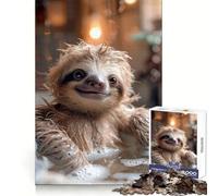 Sloth Bath Time Jigsaw Puzzles for Teenagers 1000 Mind Exercise Toy Home Activity Precision Cut Wall Art Decor 50x75cm