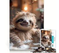 Sloth Bath Time Jigsaw Puzzles for Teenagers 1000 Pieces Mind Puzzle Peaceful Fun Art Assembly Lovely Gift 38x26cm