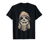 Sloth Beanie and Iced Coffee Value Graphic T-Shirt, Men, Black, S