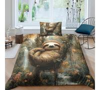 Sloth Bed Duvet Cover Set, 3D Printed Bedding Sets, Soft Zipper Suspension Claws Quilt Covers And Pillowcase for Adults Kids Bedroom Single（135x200cm）