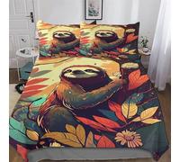 Sloth Bedding Set for Girls Boys Adults Comforter Cover Soft Duvet Cover 3 Pcs Set Microfiber Quilt Cover Double (200x200cm)