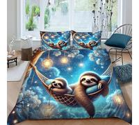 Sloth Bedding Set Theme Bedspread Wild Animal Duvet Cover Set Microfiber Comforter Cover Universal for All Seasons with Pillow King（220x240cm）