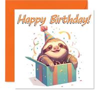 Sloth Birthday Cards - Animal Gifts - Happy Birthday Card for Son Daughter Brother Sister Grandson Granddaughter Niece Nephew Cousin, 145mm Bday Greeting Cards
