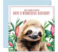 Sloth Birthday Cards for Men & Women, Don't Hurry Be Happy
