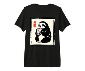 Sloth Boba Bubble Tea Japanese Wash Art Premium T-Shirt