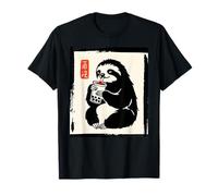 Sloth Boba Bubble Tea Japanese Wash Art T-Shirt