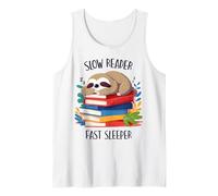 Sloth Book Lover, Funny Reading, Slow Reader Fast Sleeper Tank Top