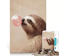 Sloth Bubble Gum Funny Animal Jigsaw Puzzles 1000 Piece for Teenagers Wise Think Toy Peaceful Fun Tight Cut 38x26cm