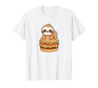 Sloth Burger Cute Food Animal Value Graphic T-Shirt, Men, White, XL